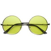 zeroUV Retro Hippie Mid Sized Round Color Lens Sunglasses 9814 Sunglasses White Smoke Silver Yellow