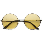 zeroUV Retro Hippie Mid Sized Round Color Lens Sunglasses 9814 Sunglasses White Smoke Silver Orange