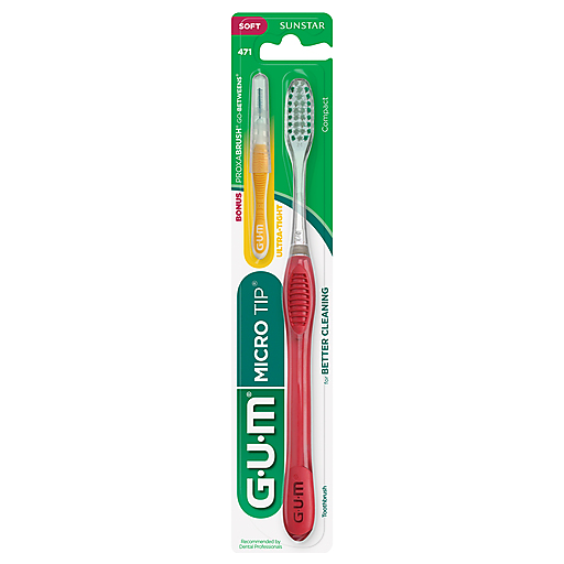 GUM GUM Micro Tip Soft Compact Toothbrush Toothbrushes White Smoke