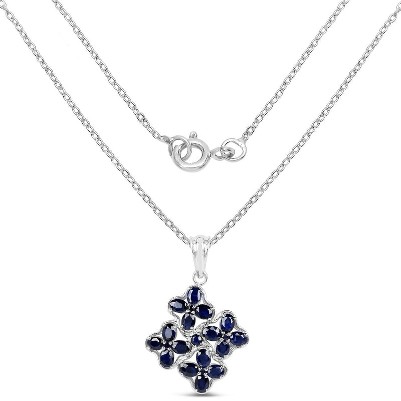 Bids.com 3.68 Carat Genuine Blue Sapphire .925 Sterling Silver Pendant Pendants White Smoke