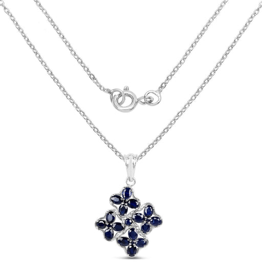 Bids.com 3.68 Carat Genuine Blue Sapphire .925 Sterling Silver Pendant Pendants White Smoke