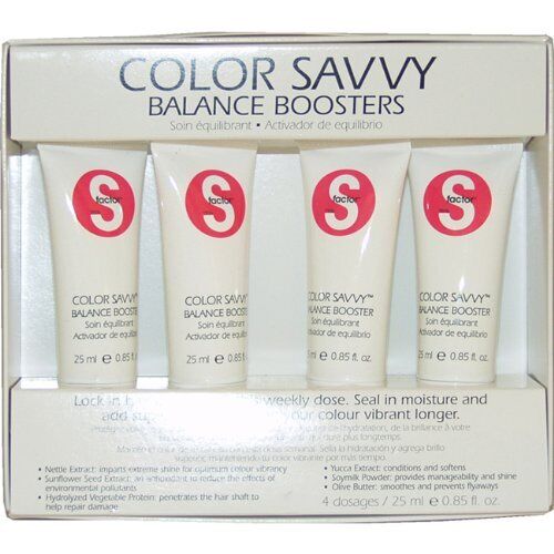 TIGI Toni & Guy Tigi S Factor Color Savvy Balance Boosters 4 Dosages / 4 x 25ml Hair Styling Products Light Gray