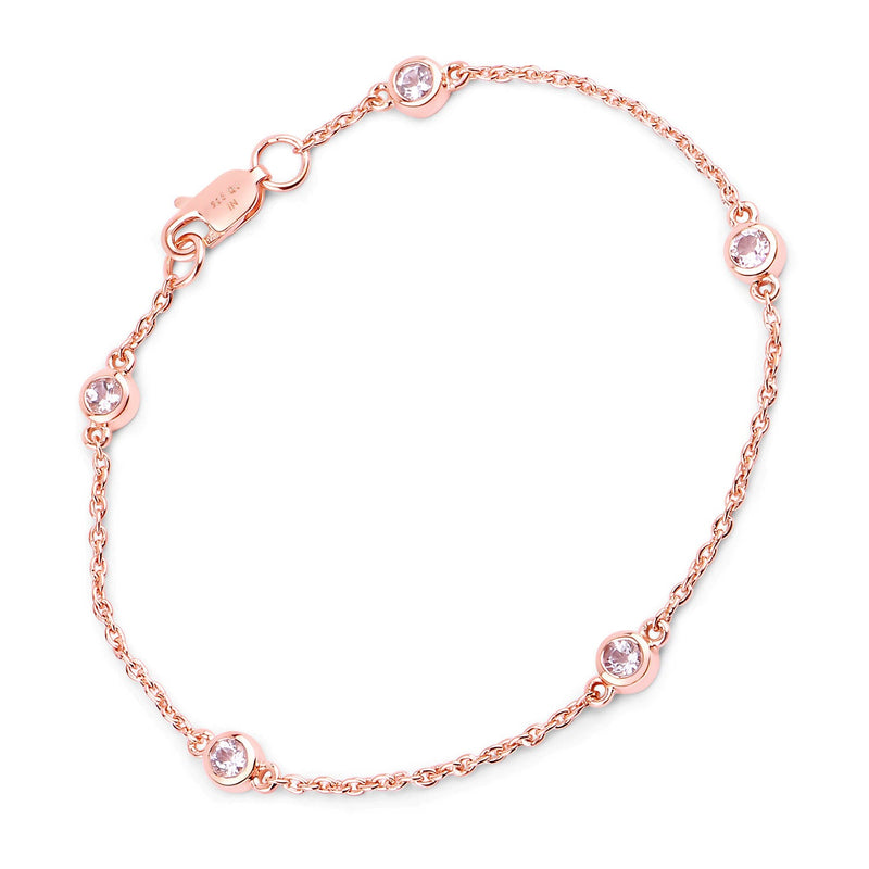 Bids.com 0.45 Carat Genuine Morganite .925 Sterling Silver Bracelet Bracelets White Smoke size 7.00