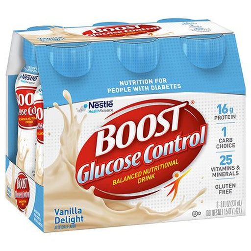Boost Boost Glucose Control Nutritional Drink, Rich Vanilla, Management for People with Diabetes, 8 fl oz Bottle, 6 Count Fitness & Nutrition White Smoke