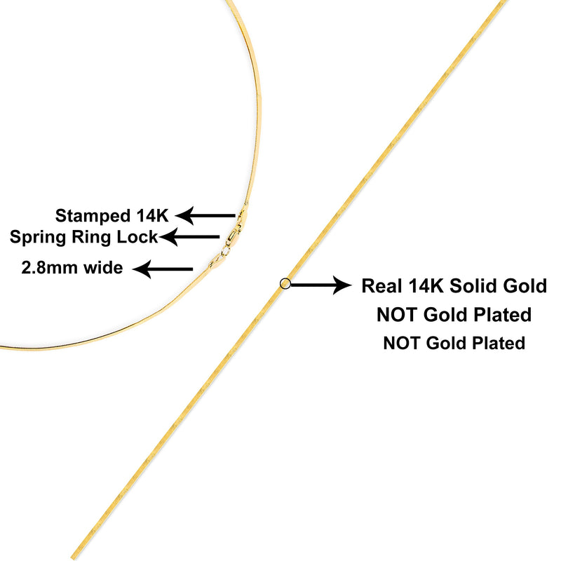 Bids.com Unisex Solid 14K Yellow Gold 2.8mm Imperial Herringbone Chain Necklace - 18" Inches Necklaces White Smoke Yellow.Gold / 18