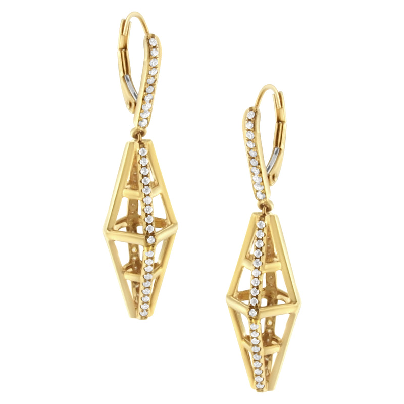 Bids.com 14K Yellow Gold 5/8 Cttw Diamond Geometrical Pillar Drop and Dangle Earrings (G-H Color, SI1-SI2 Clarity) Earrings White Smoke Yellow.Gold / 0.618