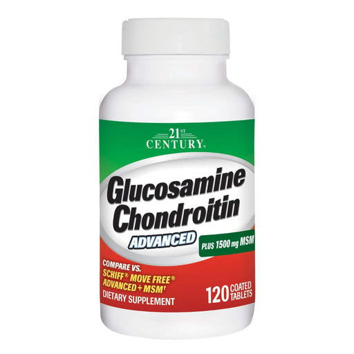 21st Century 21st Century Glucosamine Chondroitin Advanced, Plus 1500mg MSM, 120 Coated Tablets Vitamins & Supplements White Smoke
