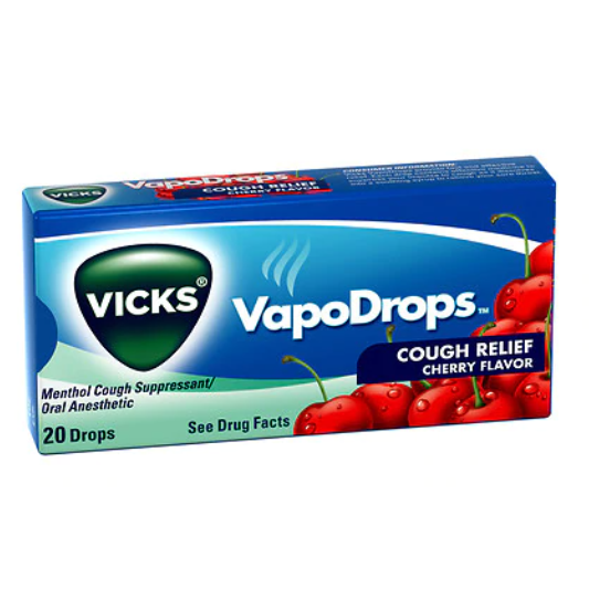 Vicks Vicks Vapo Drops Cough Suppressant/Oral Anesthetic, Menthol, Cherry Flavor Medicine & Drugs White Smoke
