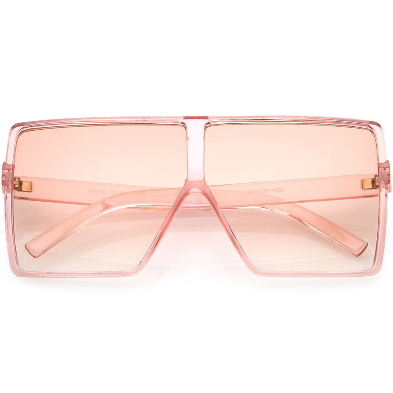 zeroUV Women's Oversize Festival Color Tone Square Sunglasses C581 Sunglasses Antique White Pink