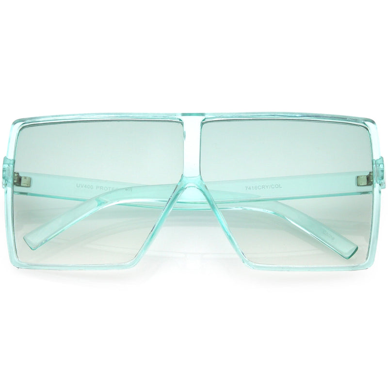 zeroUV Women's Oversize Festival Color Tone Square Sunglasses C581 Sunglasses Lavender Green