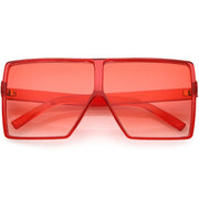 zeroUV Women's Oversize Festival Color Tone Square Sunglasses C581 Sunglasses Salmon Red