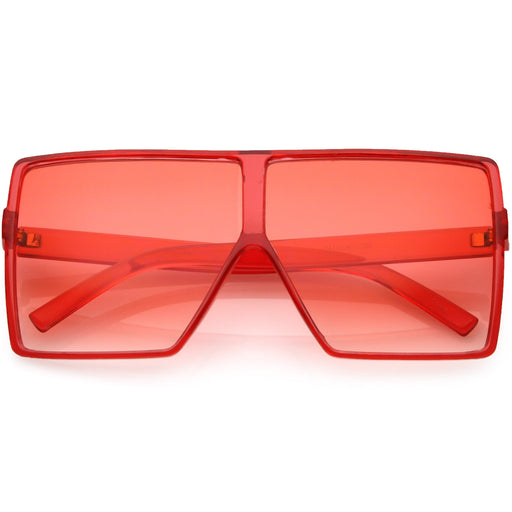 zeroUV Women's Oversize Festival Color Tone Square Sunglasses C581 Sunglasses Salmon Pink,Purple,Green,Red,Yellow