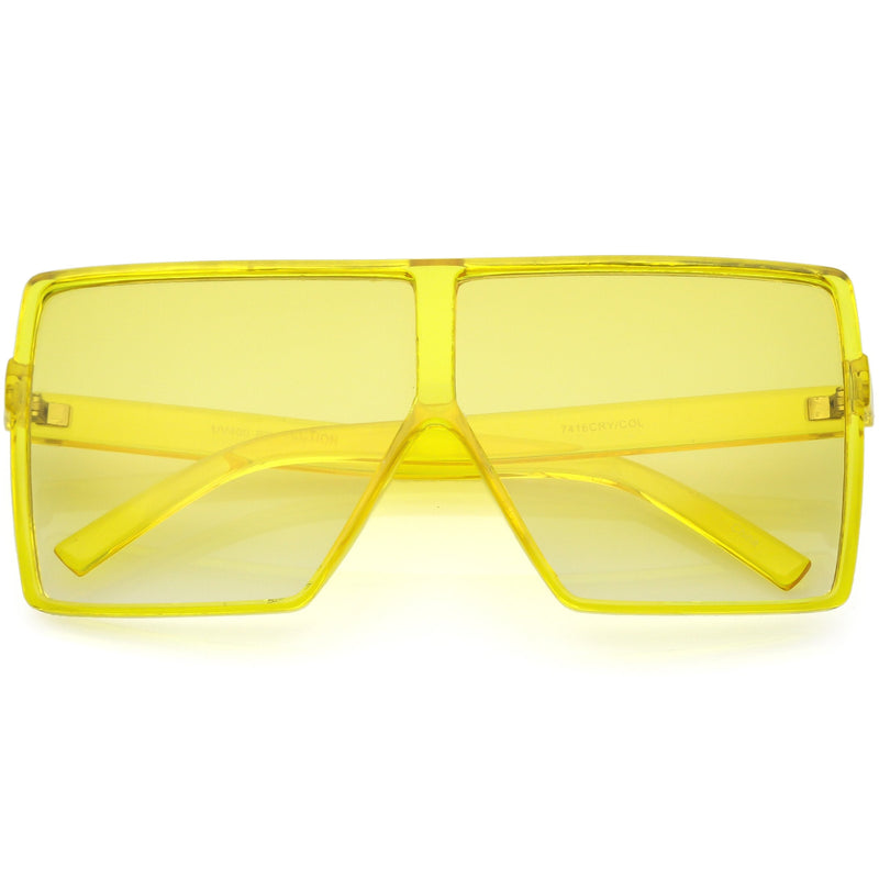 zeroUV Women's Oversize Festival Color Tone Square Sunglasses C581 Sunglasses Khaki Yellow