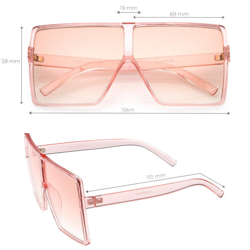 zeroUV Women's Oversize Festival Color Tone Square Sunglasses C581 Sunglasses White Smoke Pink,Purple,Green,Red,Yellow