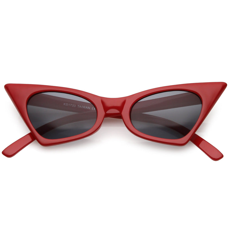 zeroUV Women's Retro High Pointed Cat Eye Sunglasses C583 Sunglasses White Smoke Red Smoke