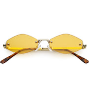 zeroUV 1990's Small Rimless Color Tone Geometric Hexagon Sunglasses C591 Sunglasses White Smoke Gold Orange