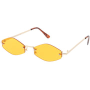 zeroUV 1990's Small Rimless Color Tone Geometric Hexagon Sunglasses C591 Sunglasses White Smoke Gold Orange,Gold Pink,Silver Yellow,Gold Red,Gunmetal Blue