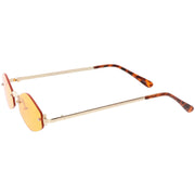 zeroUV 1990's Small Rimless Color Tone Geometric Hexagon Sunglasses C591 Sunglasses White Smoke Gold Orange,Gold Pink,Silver Yellow,Gold Red,Gunmetal Blue