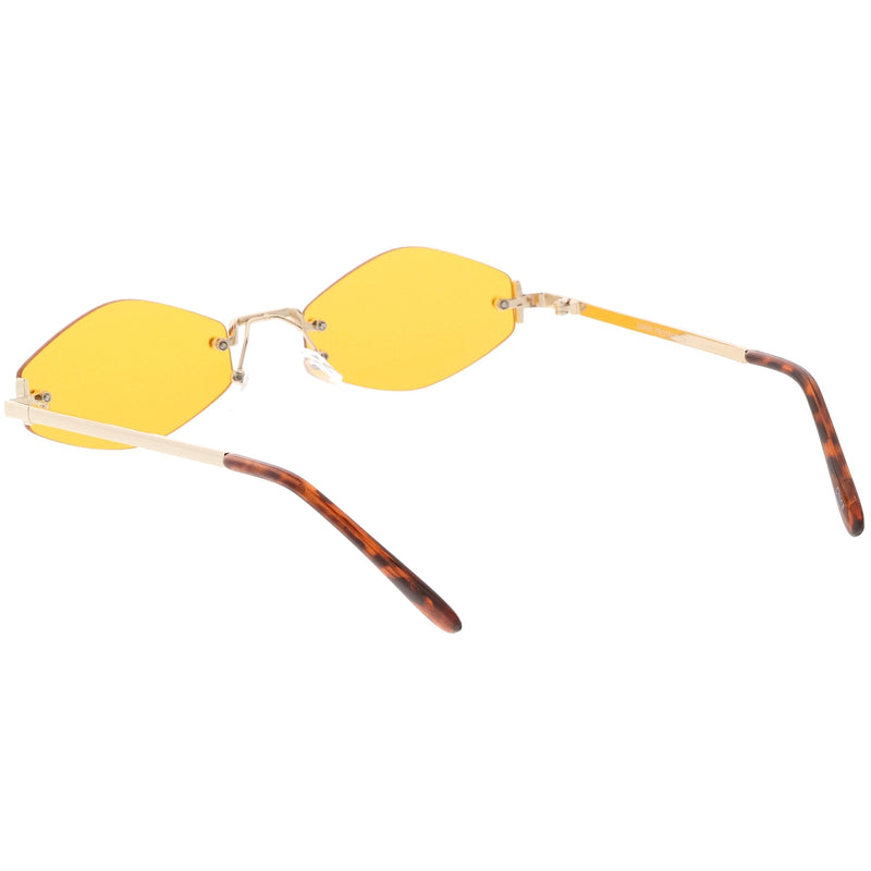 zeroUV 1990's Small Rimless Color Tone Geometric Hexagon Sunglasses C591 Sunglasses White Smoke Gold Orange,Gold Pink,Silver Yellow,Gold Red,Gunmetal Blue