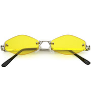 zeroUV 1990's Small Rimless Color Tone Geometric Hexagon Sunglasses C591 Sunglasses White Smoke Silver Yellow
