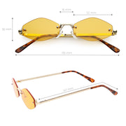 zeroUV 1990's Small Rimless Color Tone Geometric Hexagon Sunglasses C591 Sunglasses White Smoke Gold Orange,Gold Pink,Silver Yellow,Gold Red,Gunmetal Blue