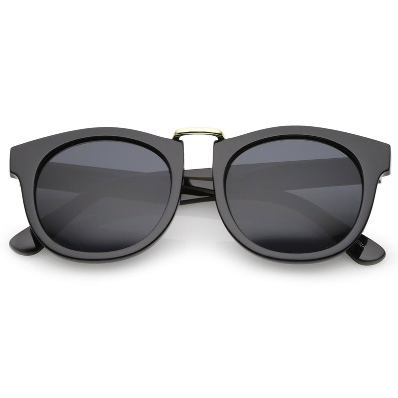 zeroUV Retro Dapper Euro Horned Rim Sunglasses A741 Sunglasses Dim Gray Black Gold Smoke