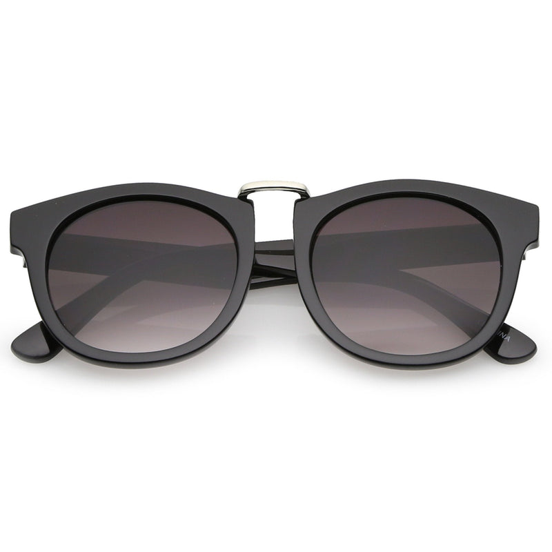 zeroUV Retro Dapper Euro Horned Rim Sunglasses A741 Sunglasses Dark Slate Gray Black Silver Lavender