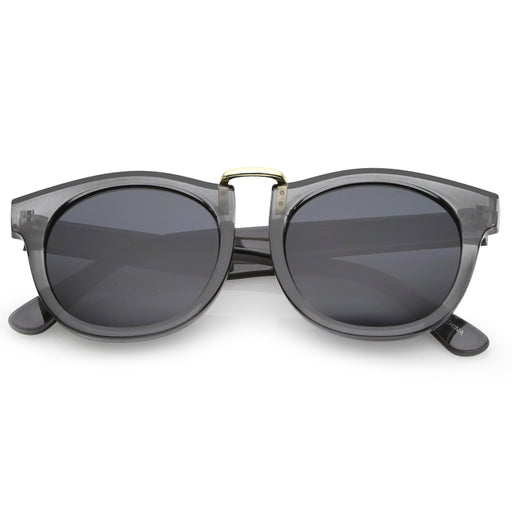 zeroUV Retro Dapper Euro Horned Rim Sunglasses A741 Sunglasses Dim Gray Smoke Gold Smoke