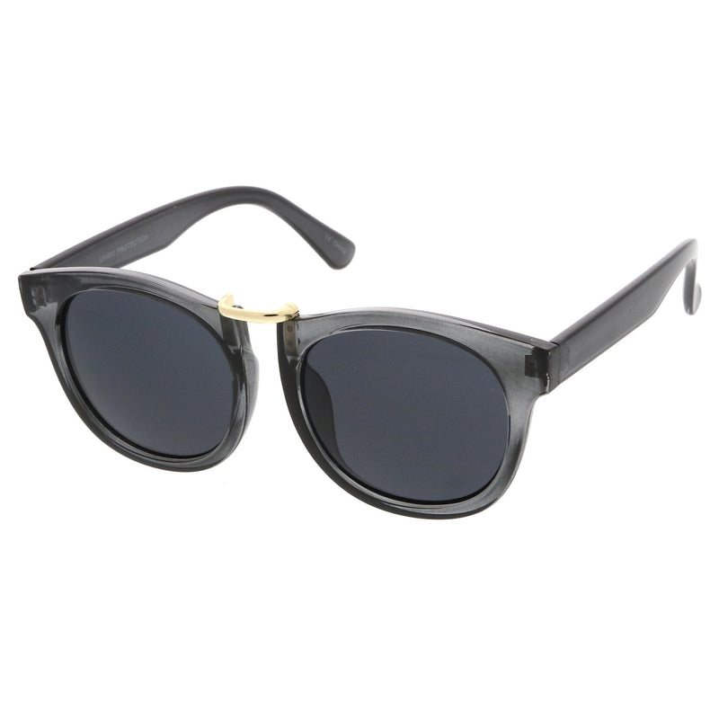 zeroUV Retro Dapper Euro Horned Rim Sunglasses A741 Sunglasses White Smoke Black Gold Smoke,Black Silver Lavender,Tortoise Gold Amber,Smoke Gold Smoke,Creme Gold Brown