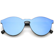 zeroUV 1980's Futuristic Monoblock Mirrored Flat Lens Sunglasses C123 Sunglasses Light Blue Light Blue Mirror
