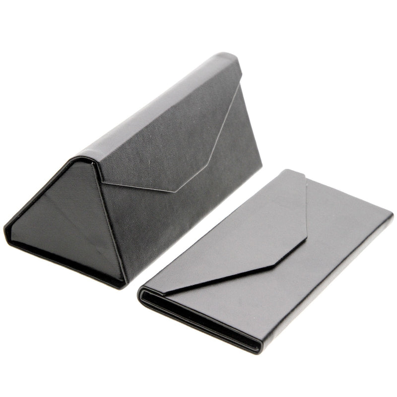 zeroUV Modern Low Profile Tri Folding Triangle Sunglasses Case Accessories White Smoke Matte Black,Shiny Black