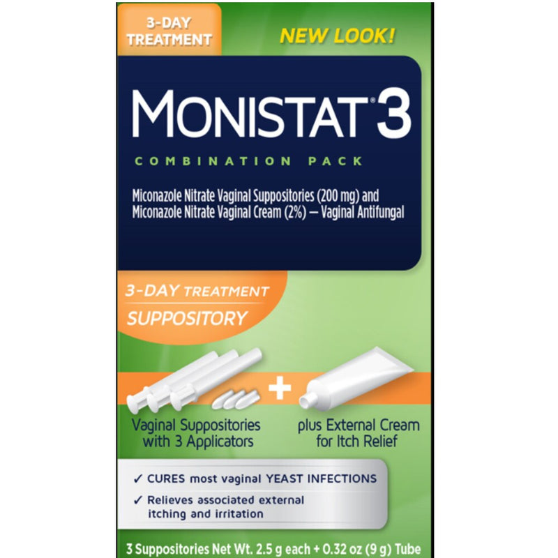 Monistat Monistat  3 Day Treatment  Suppositor  Treatment  With Applicators +Itch Relief Cream 3Ct Personal Care Midnight Blue