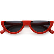 zeroUV Retro 90's Flat Top Moon Shape Cat Eye Sunglasses C569 Sunglasses White Smoke Red Smoke