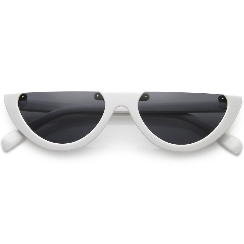 zeroUV Retro 90's Flat Top Moon Shape Cat Eye Sunglasses C569 Sunglasses Light Gray White Smoke