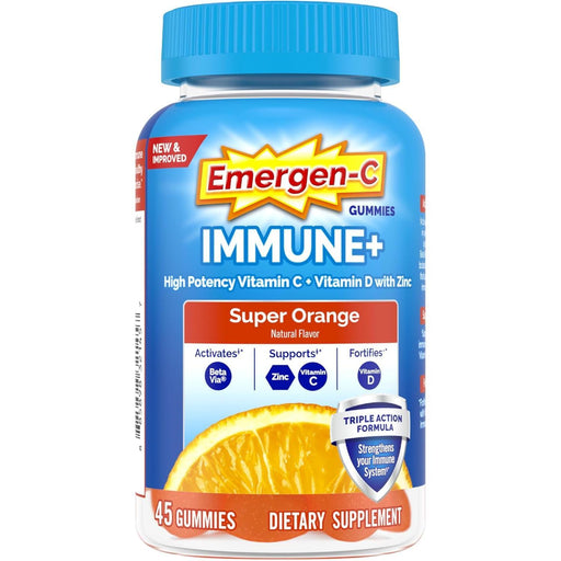 Emergen-C Emergen-C Immune+ Gummies (45 Count, Super Orange Flavor) Immune System Support With 500mg Vitamin Dietary Supplement, Caffeine Free, Gluten Free Vitamins & Supplements White Smoke