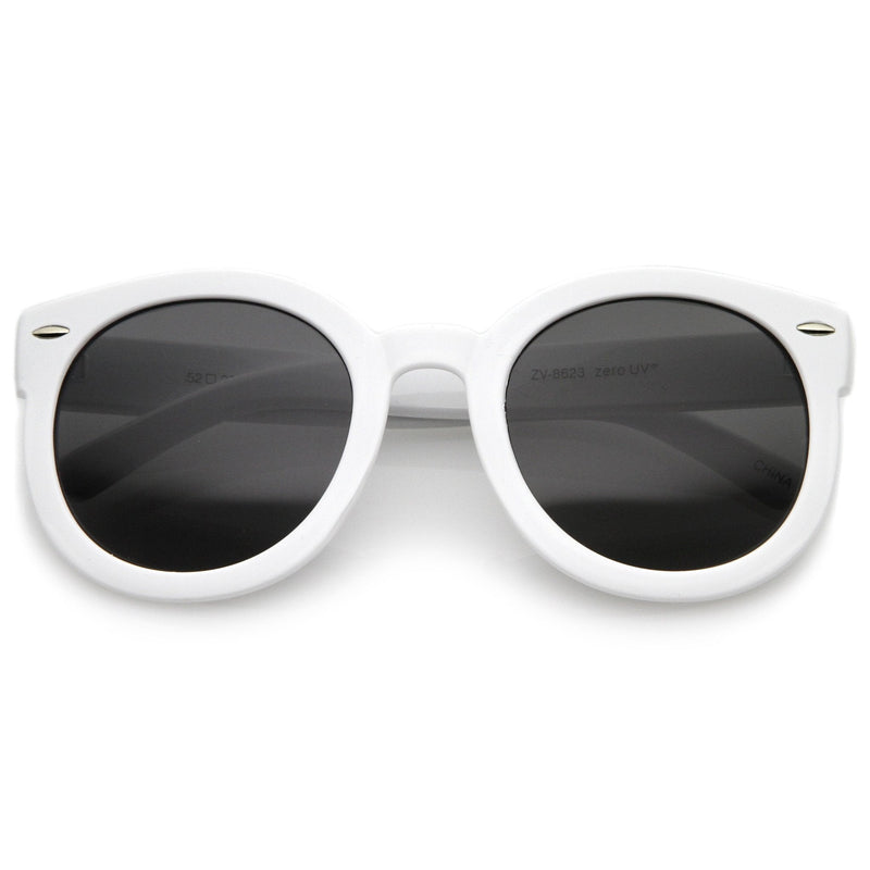 zeroUV Womens Designer Round Oversize Retro Fashion Sunglasses 8623 Sunglasses White Smoke White Smoke