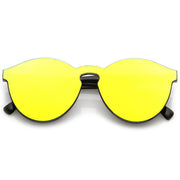 zeroUV 1980's Futuristic Monoblock Mirrored Flat Lens Sunglasses C123 Sunglasses Yellow Dark Blue Mirror,Green Mirror,Yellow Mirror,Orange Mirror,Light Blue Mirror