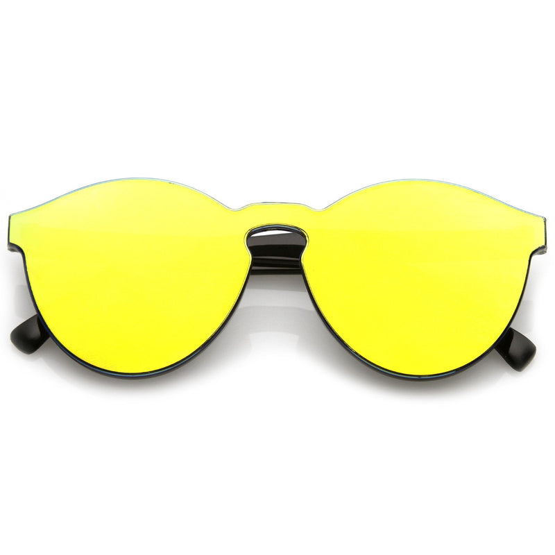 zeroUV 1980's Futuristic Monoblock Mirrored Flat Lens Sunglasses C123 Sunglasses Yellow Dark Blue Mirror,Green Mirror,Yellow Mirror,Orange Mirror,Light Blue Mirror