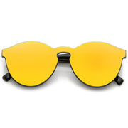 zeroUV 1980's Futuristic Monoblock Mirrored Flat Lens Sunglasses C123 Sunglasses Gold Orange Mirror