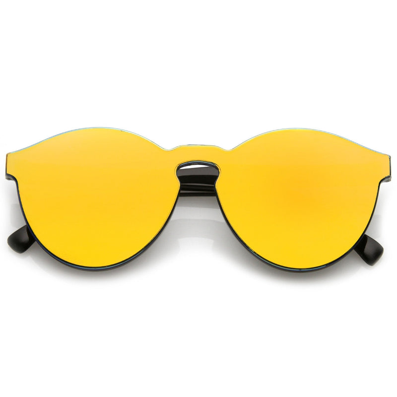 zeroUV 1980's Futuristic Monoblock Mirrored Flat Lens Sunglasses C123 Sunglasses Gold Orange Mirror