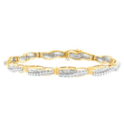 Bids.com 14K Yellow Gold Round and Baguette Cut Winding Love Diamond Bracelet (3.00 cttw, H-I Color, SI1-SI2 Clarity) Bracelets White Smoke Yellow.Gold / 7