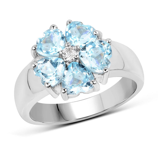 Bids.com 2.58 Carat Genuine Blue Topaz and White Topaz .925 Sterling Silver Ring Rings White Smoke size 6.00,size 7.00,size 8.00,size 9.00,size 5.00,size 5.50