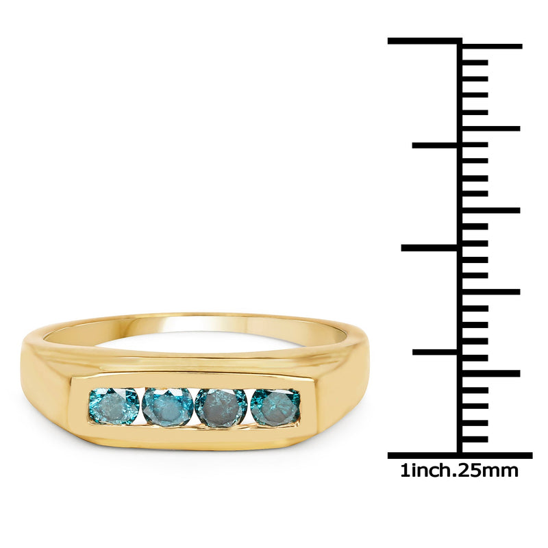 Bids.com 14K Yellow Gold Plated 0.48 Carat Genuine Blue Diamond .925 Sterling Silver Ring Rings White Smoke size 8.00,size 9.00,size 6.00,size 7.00,size 9.50,size 10.00