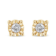 Bids.com 10K Yellow Gold Plated .925 Sterling Silver 1/10 Cttw Round Brilliant-Cut Diamond Miracle-Set Stud Earrings (J-K Color, I3 Clarity) Earrings White Smoke 0.1 / White.Sterling Silver,0.1 / Rose.Sterling Silver,0.1 / Yellow.Sterling Silver