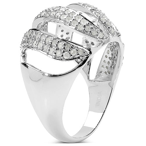 Bids.com 0.98 Carat Genuine White Diamond .925 Sterling Silver Ring Rings White Smoke size 7.00,size 8.00,size 6.00,size 9.00