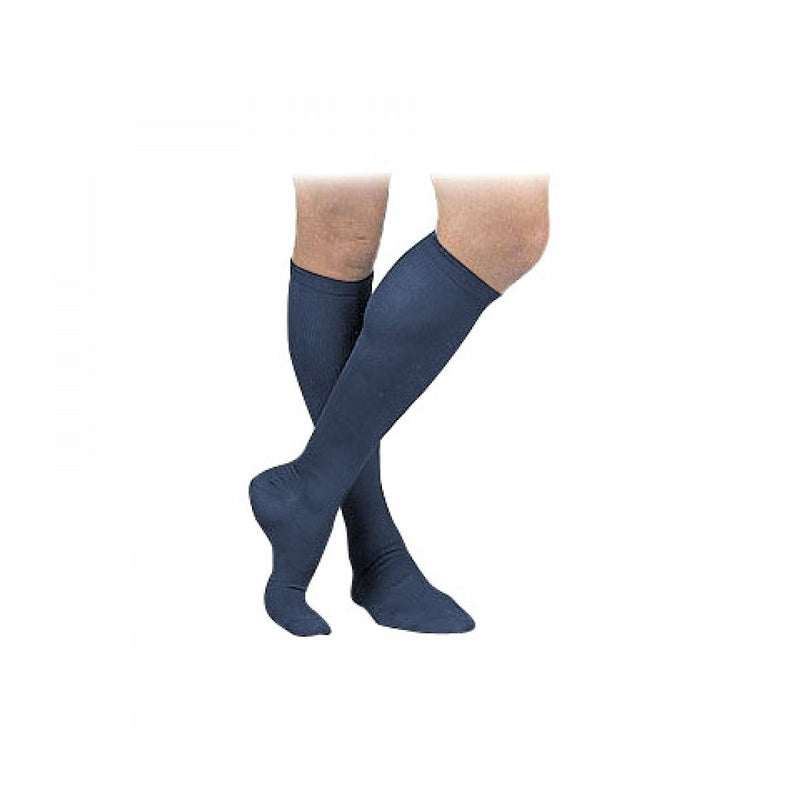 Activa Activa Therapeutic Mens Ribbed Dress Socks 15 20 mmHg Navy Medical White Smoke