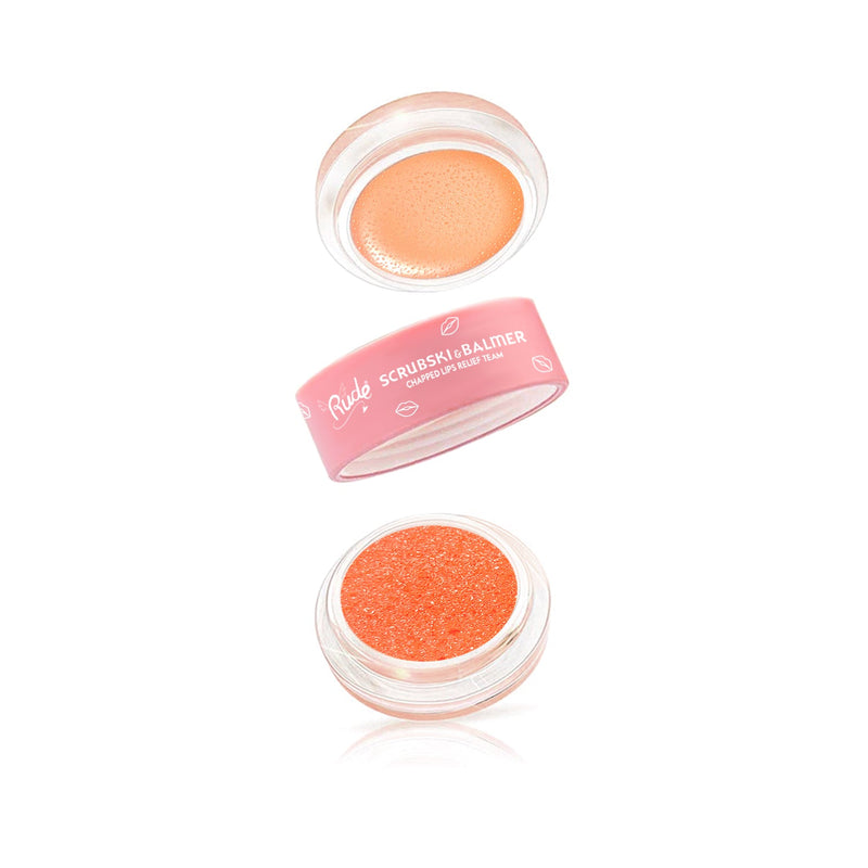 Rude Cosmetics Scrubski & Balmer Lip Exfoliator and Lip Balm Lip Balms & Treatments White Smoke Juicy Peach,Grapefruit,Fresh Mint,Orange