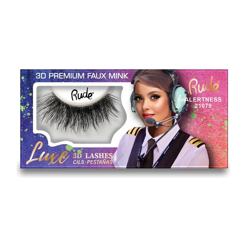 Rude Cosmetics Luxe 3D Lashes | Premium 3D Eyelashes False Lashes Rosy Brown Alertness