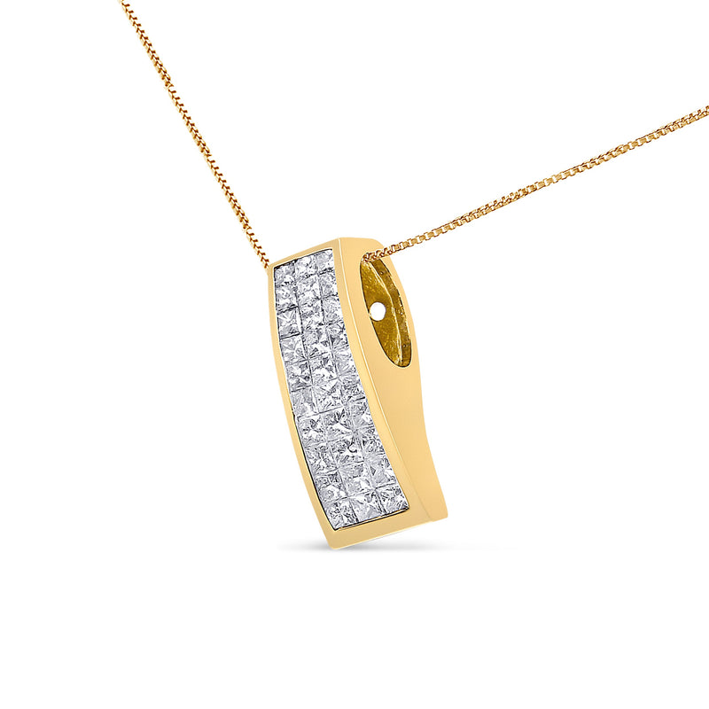 Bids.com 14K Yellow Gold 1 1/2 cttw Princess Cut Diamond Greek Column Pendant Necklace (G-H, VS1-VS2) Necklaces White Smoke Yellow.Gold / 18