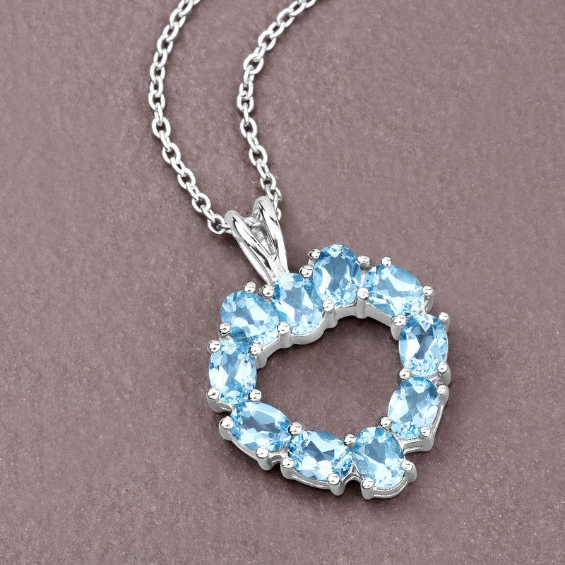 Bids.com 1.90 Carat Genuine Swiss Blue Topaz .925 Sterling Silver Pendant Pendants Light Slate Gray size 18.00